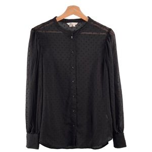 Boden Black Sheer Button Down Dress Shirt Size 6